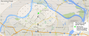 Florissant area map shows three concentric rings overlaid that indicate small group areas