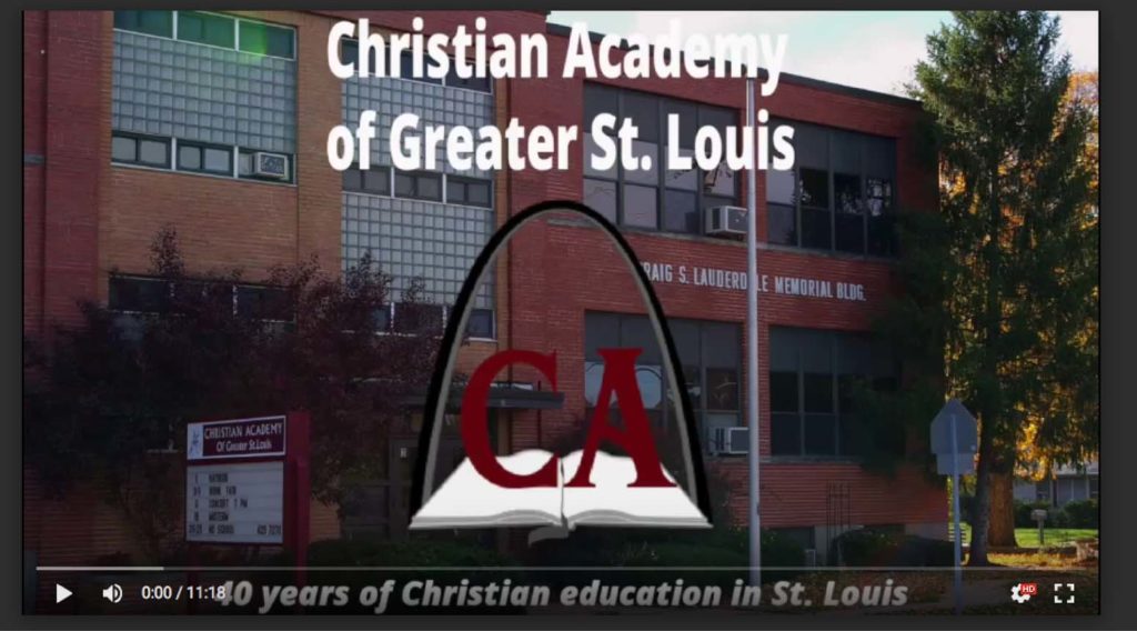 initial screen from school promotional video showing front of school building