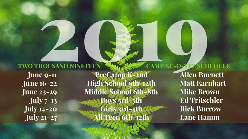 Camp schedule 2019 slide